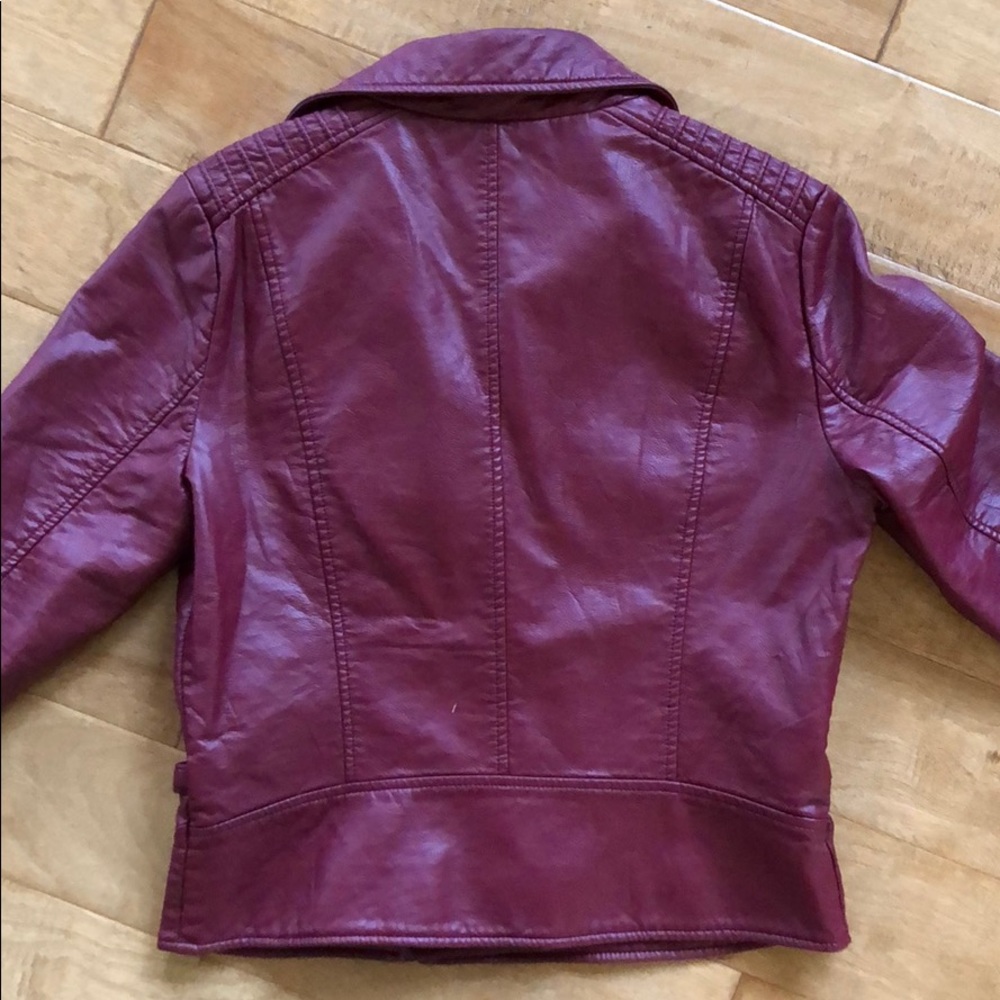 Red Vegan Leather Biker Jacket Max Studio Small - Picture 2 of 4